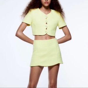 Zara Chanel Like Crystal Button Top and Matching Skort Size XS